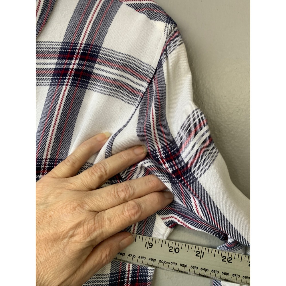 Rails Plaid Button Down Shirt Hunter White Scarlet Rayon‎ Women's Medium - Picture 5 of 9